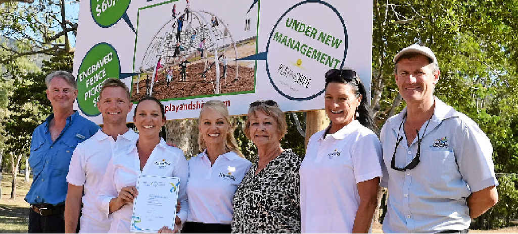 PLAYGROUND GROWING: John Harper, Tim Oberg, Kerri Gill, Lisa Christofersen, Jan Clifford, Karen Collins and Scott Hardy are looking forward to bringing the ‘great big fort’ to Logan’s Adventure Playground. PLAYGROUND GROWING: John Harper, Tim Oberg, Kerri Gill, Lisa Christofersen, Jan Clifford, Karen Collins and Scott Hardy are looking forward to bringing the ‘great big fort’ to Logan’s Adventure Playground.
