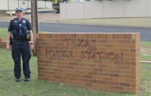 Senior Constable Katie Smith is the first female police officer in Texas' 125 year police history. Senior Constable Katie Smith is the first female police officer in Texas' 125 year police history.