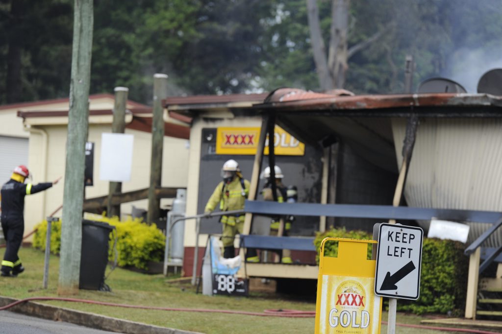 Fire officers on site respond to the Kandanga Hotel fire last weekend. Fire officers on site respond to the Kandanga Hotel fire last weekend.