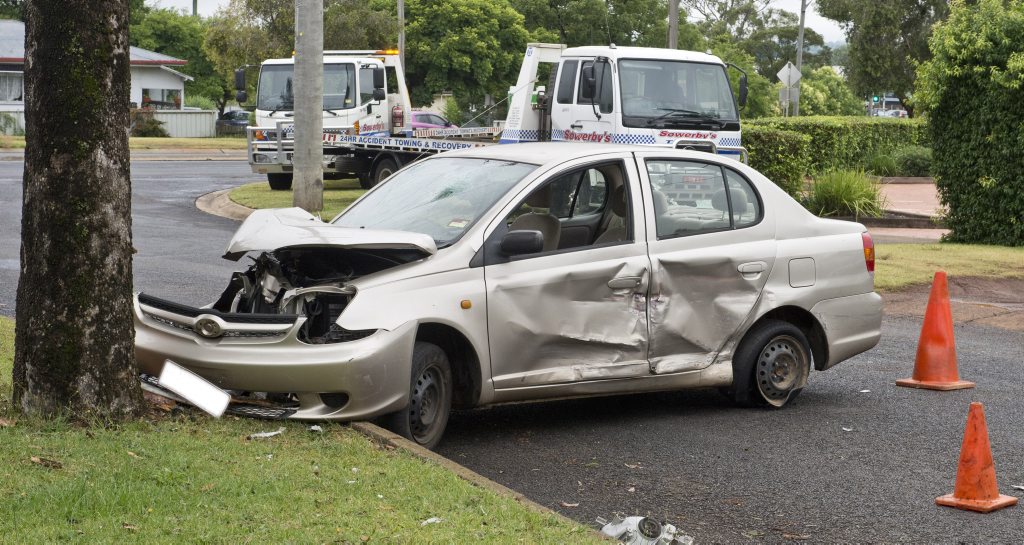 Investigations are continuing as to how this vehicle came to crash after an alleged road rage in Toowoomba. Investigations are continuing as to how this vehicle came to crash after an alleged road rage in Toowoomba.