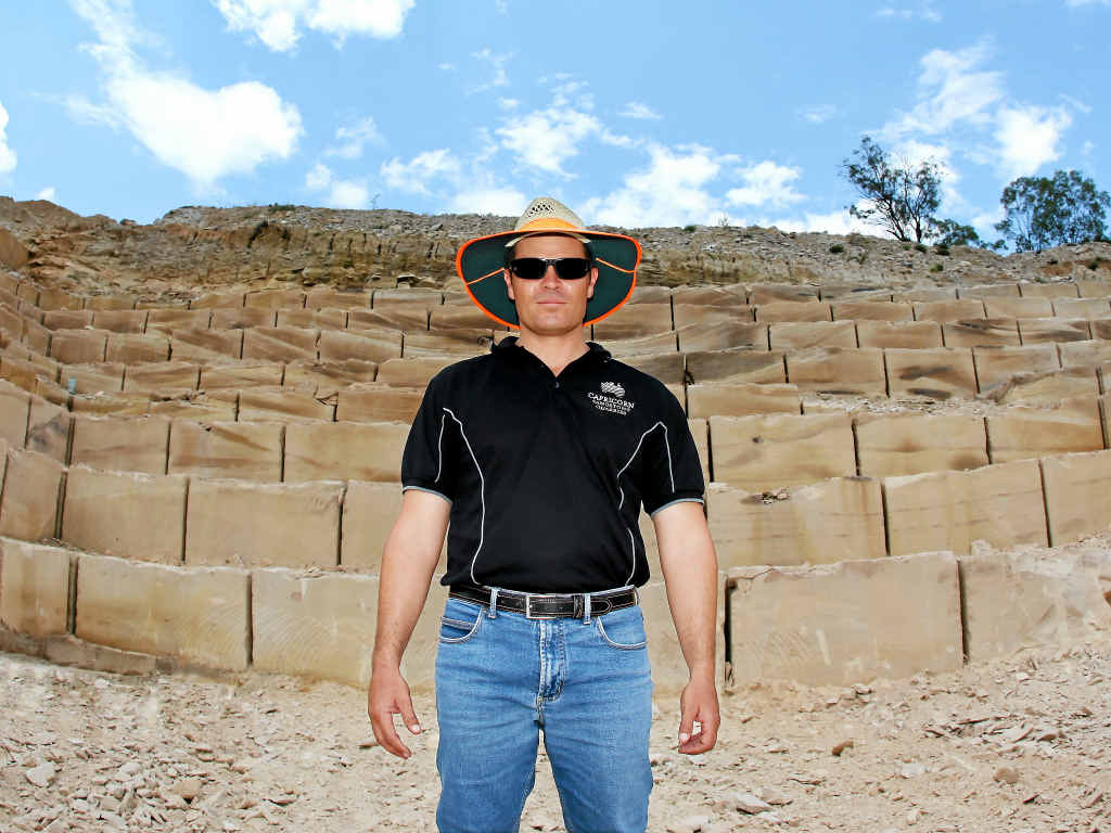 ROCKY START: Reece Gough from Capricorn Sandstone Quarries at the Stanwell site. ROCKY START: Reece Gough from Capricorn Sandstone Quarries at the Stanwell site.