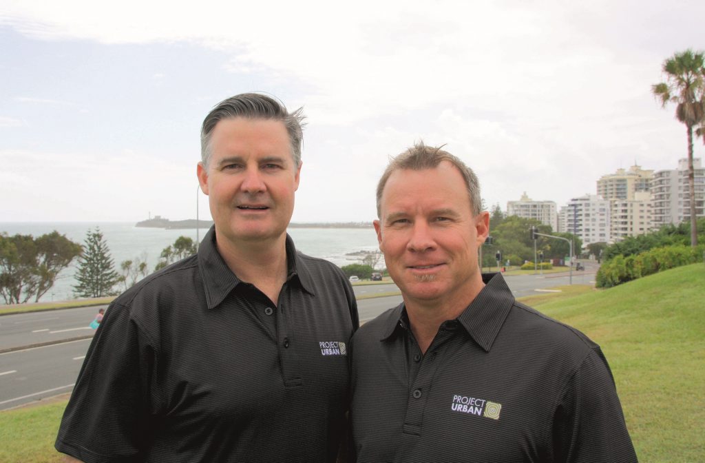 Andrew Stevens and Peter Folker announce the merge of KHA development managers and DFS Group into Project Urban Photo Erle Levey / Sunshine Coast Daily Andrew Stevens and Peter Folker announce the merge of KHA development managers and DFS Group into Project Urban Photo Erle Levey / Sunshine Coast Daily