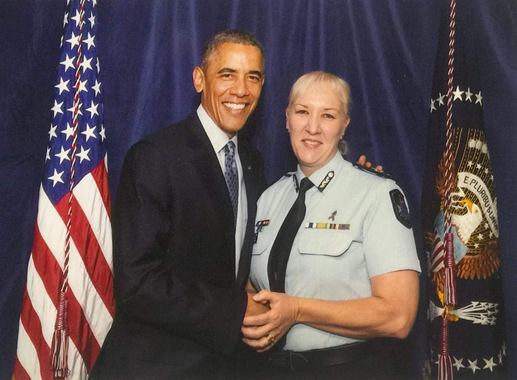 Then Assistant Police Commissioner Katarina Carroll met Barack Obama during the Brisbane G20, which she ran security for. Then Assistant Police Commissioner Katarina Carroll met Barack Obama during the Brisbane G20, which she ran security for.