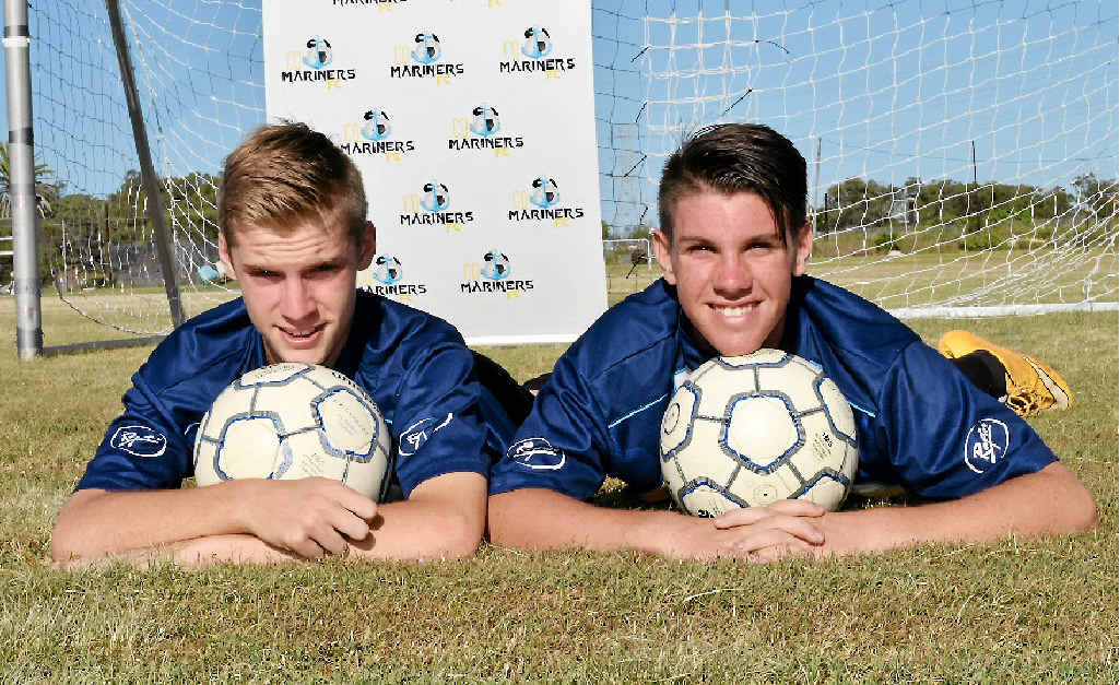 CHASING DREAM: Jacob Downey (left) and Xavier Townsend are off to Brisbane to play in football’s National Premier League. CHASING DREAM: Jacob Downey (left) and Xavier Townsend are off to Brisbane to play in football’s National Premier League.