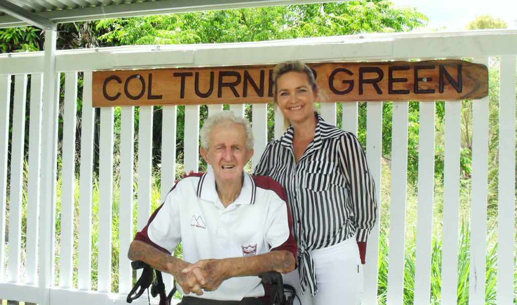 HONOURED: Mount Morgan Welfare Bowls Club stalwart Col Turner with Rockhampton Regional councillor Cherie Rutherford. HONOURED: Mount Morgan Welfare Bowls Club stalwart Col Turner with Rockhampton Regional councillor Cherie Rutherford.