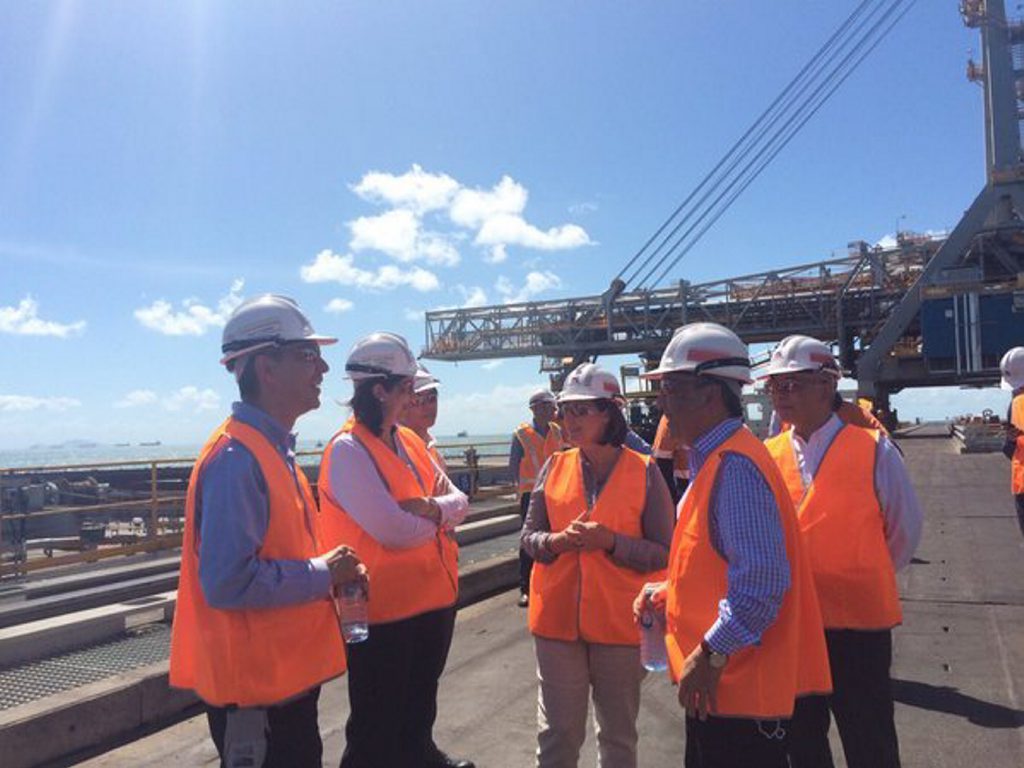 Annastacia Palaszczuk is at Hay Point Coal Terminal. Annastacia Palaszczuk is at Hay Point Coal Terminal.