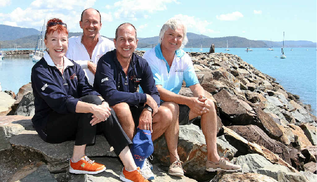ACT OF GENEROSITY: Peter Greste (centre) with his brother Andrew and bareboat operators Annie Judd (Charter Yachts Australia) and Trevor Rees (Whitsunday Escape) who gave the Greste family a Whitsunday trip. ACT OF GENEROSITY: Peter Greste (centre) with his brother Andrew and bareboat operators Annie Judd (Charter Yachts Australia) and Trevor Rees (Whitsunday Escape) who gave the Greste family a Whitsunday trip.