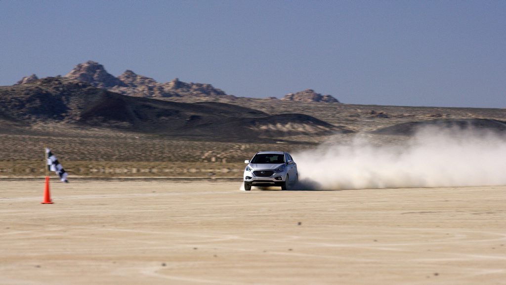 Hyundai ix35 Fuel Cell land speed record. Photo: Contributed Hyundai ix35 Fuel Cell land speed record. Photo: Contributed