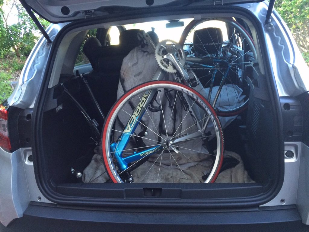BOOTIFUL: Road bike (with front wheel removed) fits into the Captur's rear with only part of the rear seat needing folded down. BOOTIFUL: Road bike (with front wheel removed) fits into the Captur's rear with only part of the rear seat needing folded down.