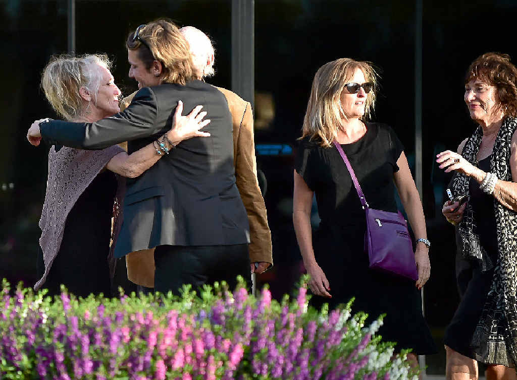 FAMILY SUPPORT: Mourners gather at the Gregson and Weight funeral chapel in Caloundra yesterday for Robert Urban’s farewell. FAMILY SUPPORT: Mourners gather at the Gregson and Weight funeral chapel in Caloundra yesterday for Robert Urban’s farewell.