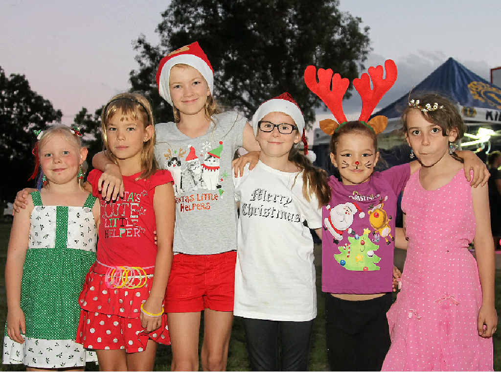 SANTA’S HELPERS: Ashley Petersen, Krystal Petersen, Casey Fagg, Amy Beck, Shelby Giblin-Lloyd and Lizzy McMullan at the Killarney event last year. SANTA’S HELPERS: Ashley Petersen, Krystal Petersen, Casey Fagg, Amy Beck, Shelby Giblin-Lloyd and Lizzy McMullan at the Killarney event last year.
