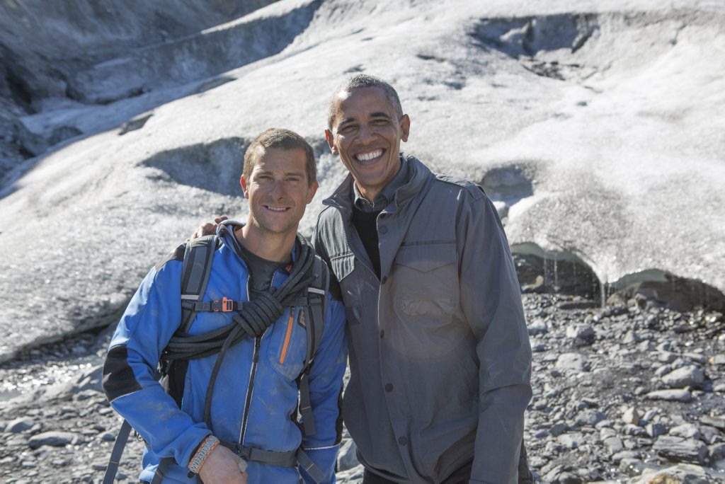 Bear Grylls and US President Barack Obama in a scene from Running Wild with Bear Grylls. Bear Grylls and US President Barack Obama in a scene from Running Wild with Bear Grylls.