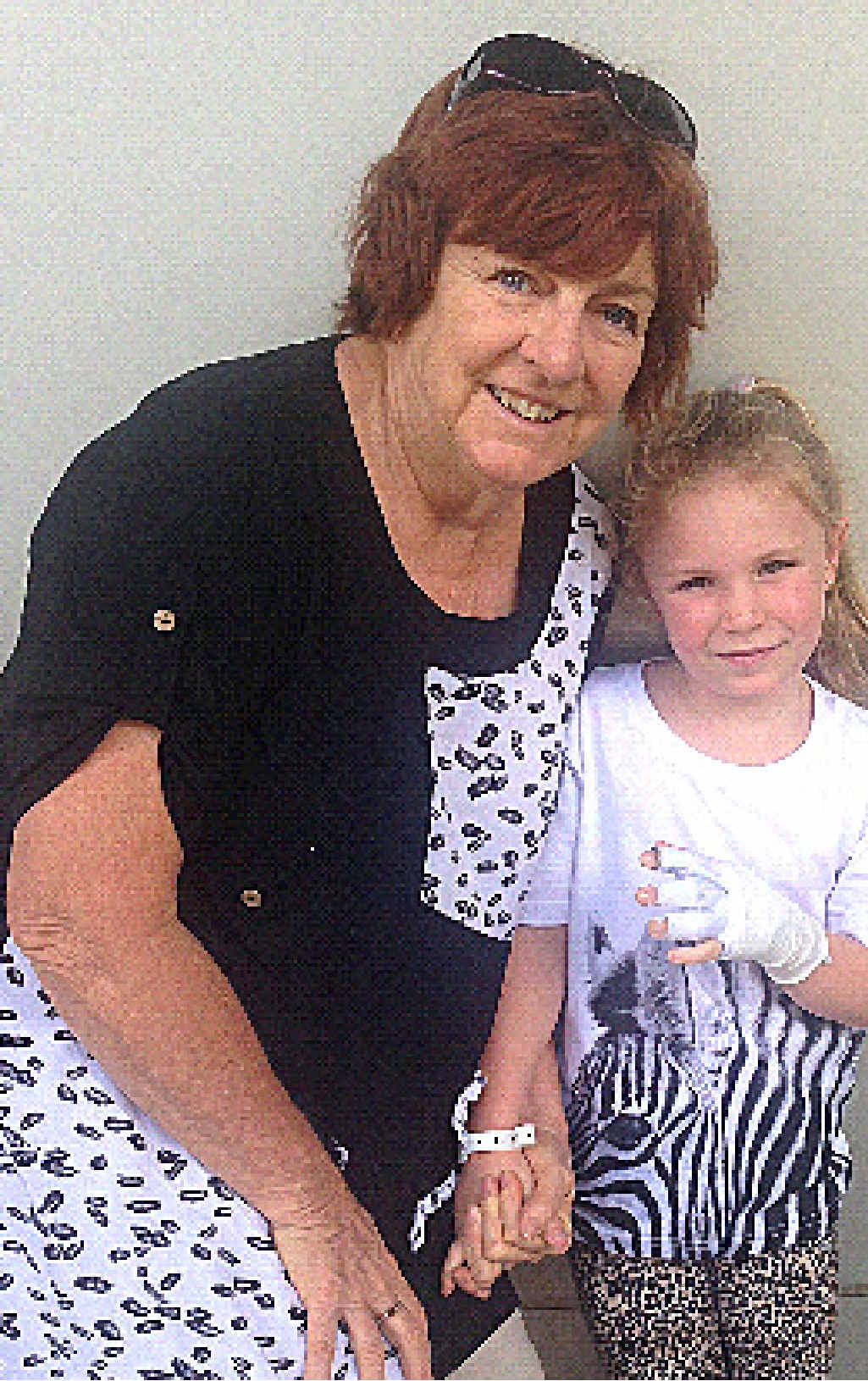WARNING: Gympie grandmother Margaret Engeman with her grandaughter Lindsay Webb, who received a severe friction burn to her arm from a treadmill this week. WARNING: Gympie grandmother Margaret Engeman with her grandaughter Lindsay Webb, who received a severe friction burn to her arm from a treadmill this week.