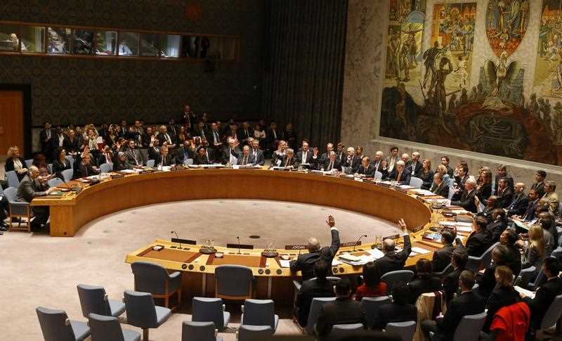 US Secretary of State John Kerry leads a Security council meeting to a vote on a resolution on Syria at the United Nations Security Council meeting at the UN headquarters in New York, New York, USA, on 18 December 2015. Major world powers are convening today at the United Nations in the hopes of establishing a road map for peace in the region US Secretary of State John Kerry leads a Security council meeting to a vote on a resolution on Syria at the United Nations Security Council meeting at the UN headquarters in New York, New York, USA, on 18 December 2015. Major world powers are convening today at the United Nations in the hopes of establishing a road map for peace in the region