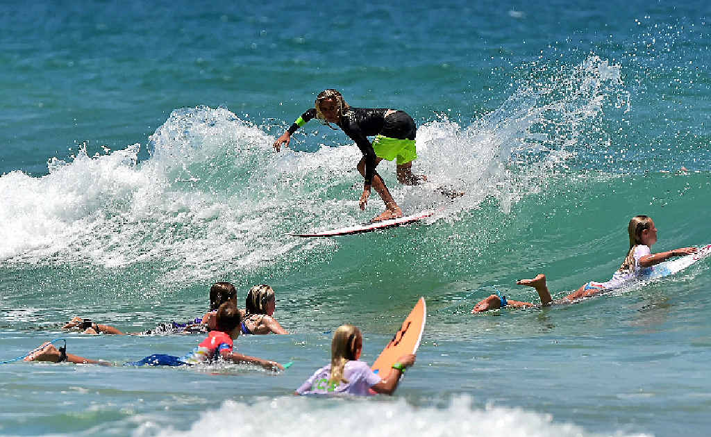 LOCAL KNOWLEDGE: Sunshine Coast local Dev Lahey (inset) works as part of the Surfing Queensland team that delivers surfing events such as this week’s Wahu and Ripcurl grom searches. LOCAL KNOWLEDGE: Sunshine Coast local Dev Lahey (inset) works as part of the Surfing Queensland team that delivers surfing events such as this week’s Wahu and Ripcurl grom searches.