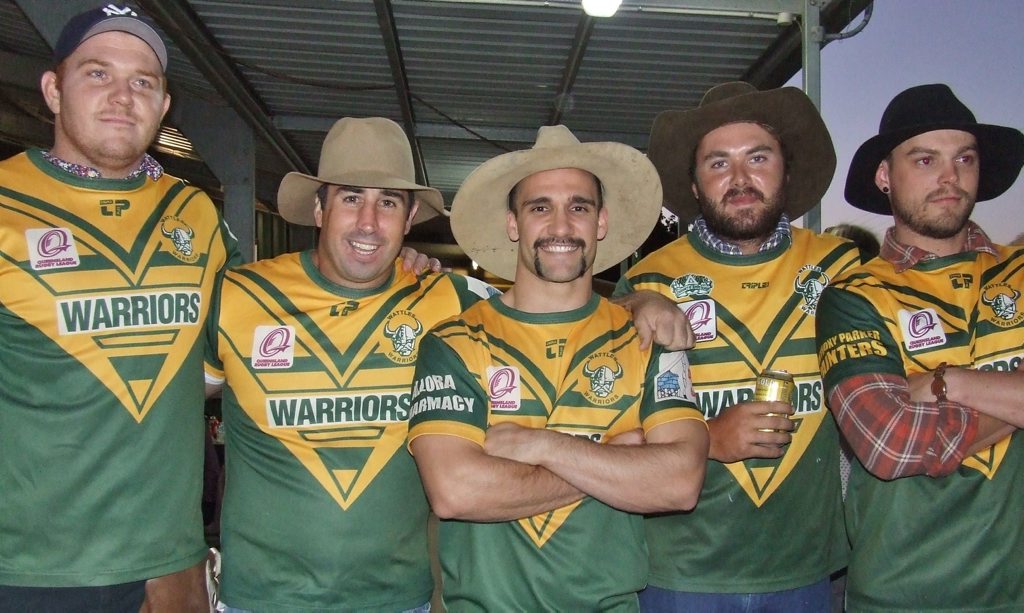 Wattles rodeo team at the Wattles Rugby League Club Rodeo at Allora last year, Michael Bermingham, Luke Duggan, Mark Gordon, Wally Mapes & Michael Sears. Wattles rodeo team at the Wattles Rugby League Club Rodeo at Allora last year, Michael Bermingham, Luke Duggan, Mark Gordon, Wally Mapes & Michael Sears.