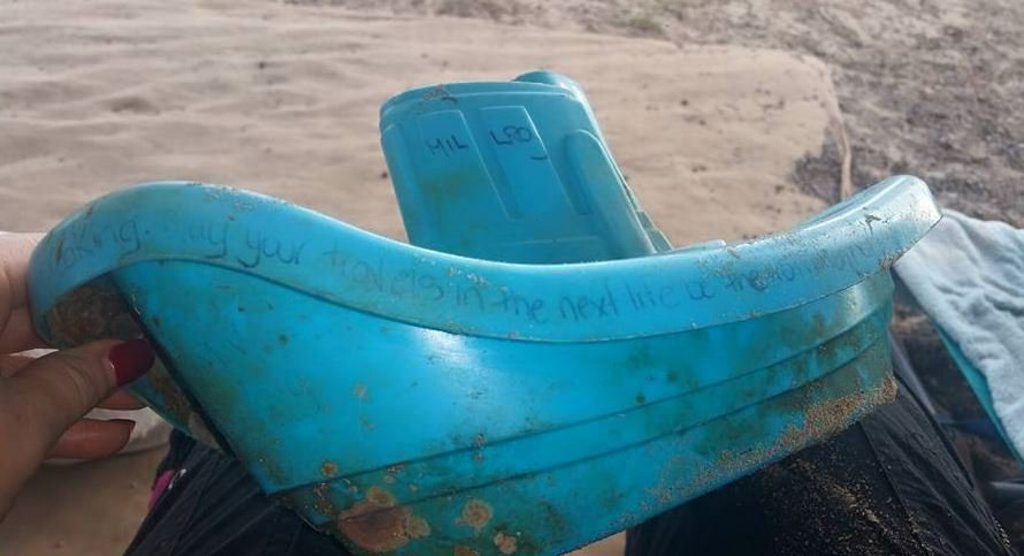 Toy tugboat washes up at Lillies Beach after two years on the water. Toy tugboat washes up at Lillies Beach after two years on the water.
