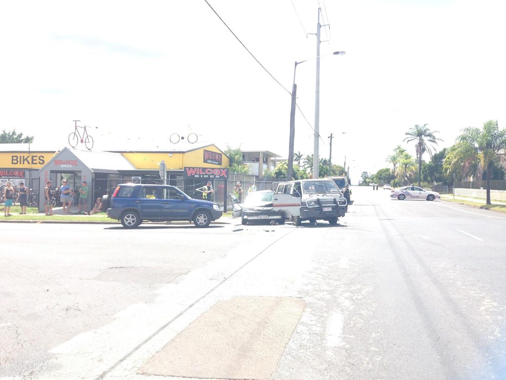 CRASH: Multiple people have been injured in a five car crash on the corner of Alice and Richmond St in Maryborough. CRASH: Multiple people have been injured in a five car crash on the corner of Alice and Richmond St in Maryborough.