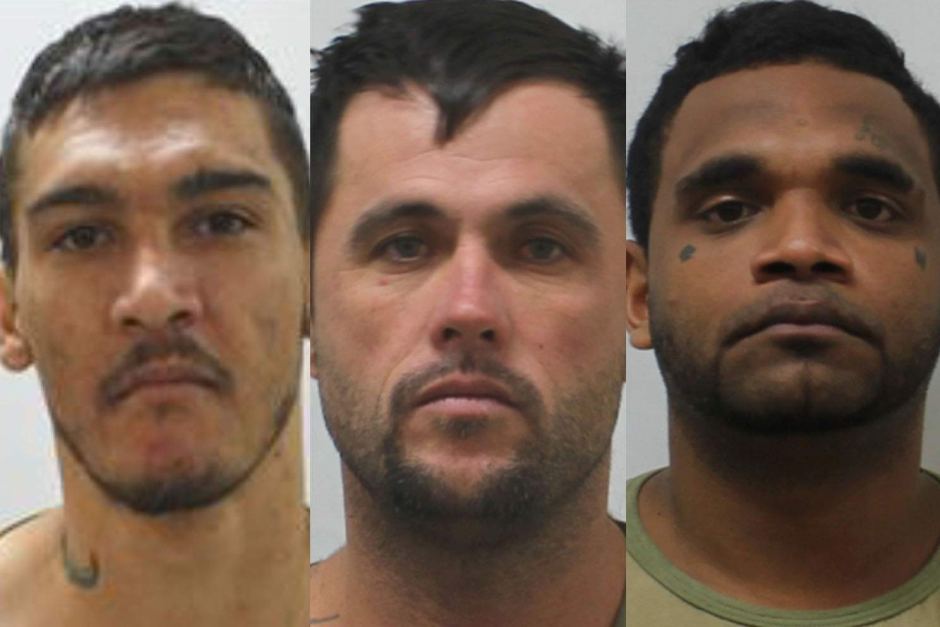 Jacob Allen, Craig Jackson and Claude Cobbo (LtoR) who escaped a Townsville prison farm. Jacob Allen, Craig Jackson and Claude Cobbo (LtoR) who escaped a Townsville prison farm.