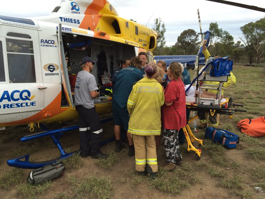Crash near Tieri, photo by RACQ CQ Rescue. Crash near Tieri, photo by RACQ CQ Rescue.