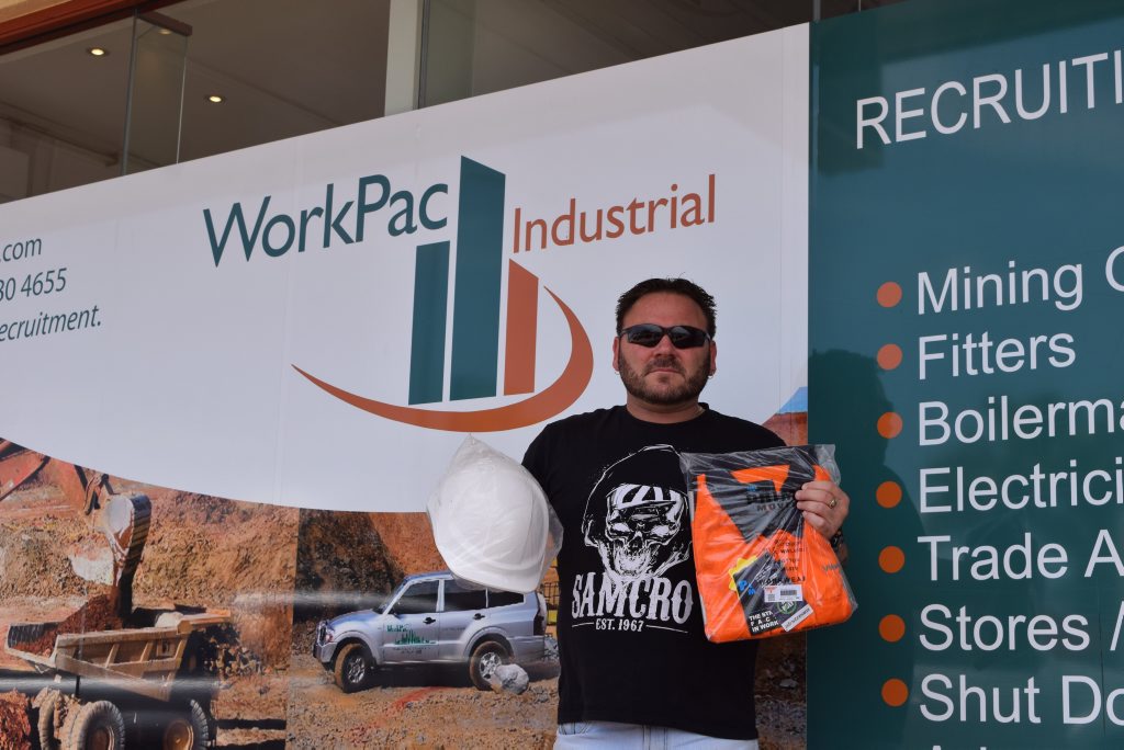 Miner Mark Di Ruggiero outside the Workpac Biloela office with the uniform Workpac provided him. Photo Andrew Thorpe / Central Telegraph Miner Mark Di Ruggiero outside the Workpac Biloela office with the uniform Workpac provided him. Photo Andrew Thorpe / Central Telegraph