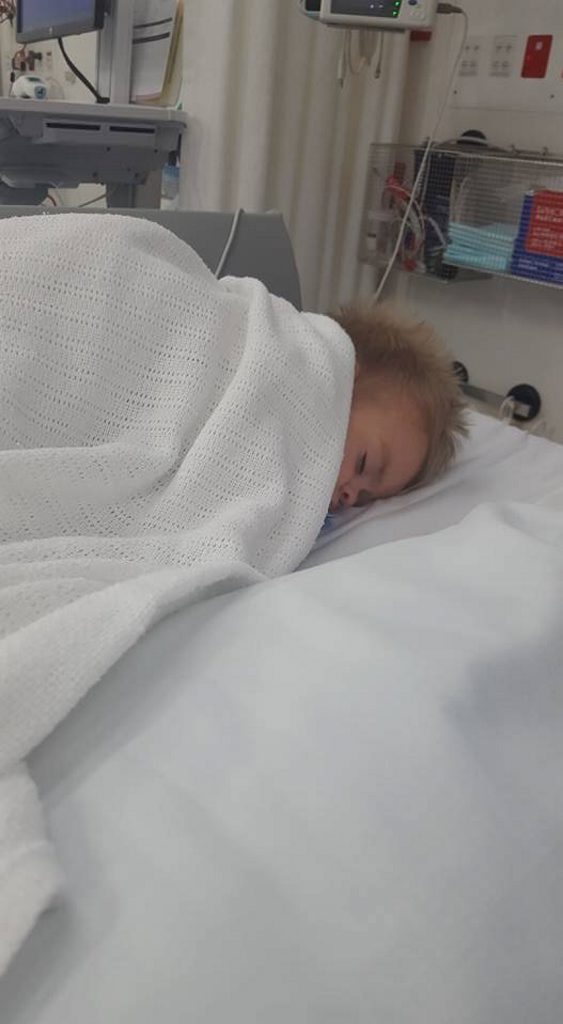 AFTER stepping on burning hot fire coals that had been left carelessly hidden under the sand at Lilley's Beach on New Year's Eve, 13-month-old Troyden Marks was taken to Gladstone Base Hospital and later flown to Brisbane for skin graft surgery. Contributed. AFTER stepping on burning hot fire coals that had been left carelessly hidden under the sand at Lilley's Beach on New Year's Eve, 13-month-old Troyden Marks was taken to Gladstone Base Hospital and later flown to Brisbane for skin graft surgery. Contributed.