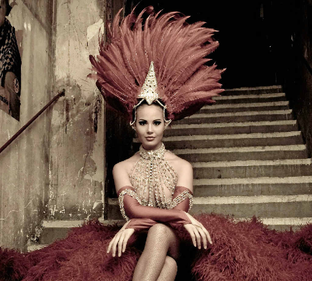 Sarah Brehon backstage at the Moulin Rouge in one of her many costumes. Sarah Brehon backstage at the Moulin Rouge in one of her many costumes.