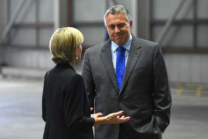 Foreign Minister Julie Bishop speaks with Australian Ambassador to the US designate and former Treasurer Joe Hockey, at the launch of the G'Day USA program in Sydney, Thursday, Dec. 17, 2015. G'Day USA is an initiative to promote Australia to the USA for business and tourism. Foreign Minister Julie Bishop speaks with Australian Ambassador to the US designate and former Treasurer Joe Hockey, at the launch of the G'Day USA program in Sydney, Thursday, Dec. 17, 2015. G'Day USA is an initiative to promote Australia to the USA for business and tourism.