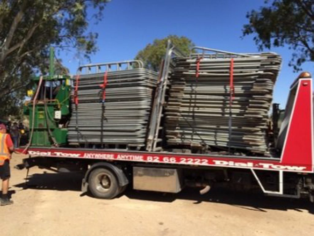 A large haul of equipment including 100 portable cattle panels were located in South Australia after they were stolen from a western Queensland property. A large haul of equipment including 100 portable cattle panels were located in South Australia after they were stolen from a western Queensland property.