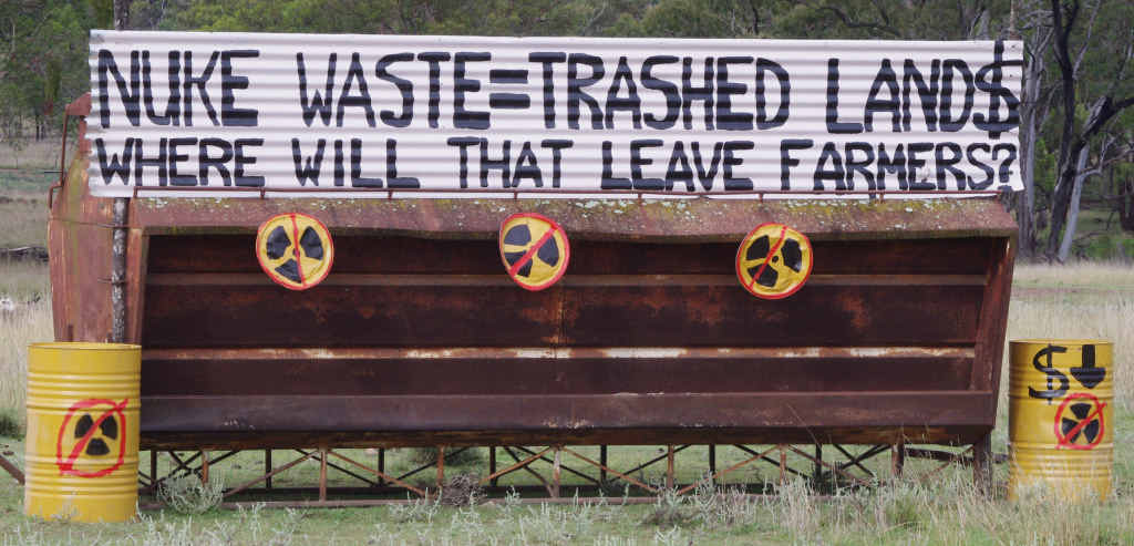 Residents opposed to the proposed nuclear waste facility for Oman Ama have voiced their objection with signs scattered across the region. Residents opposed to the proposed nuclear waste facility for Oman Ama have voiced their objection with signs scattered across the region.