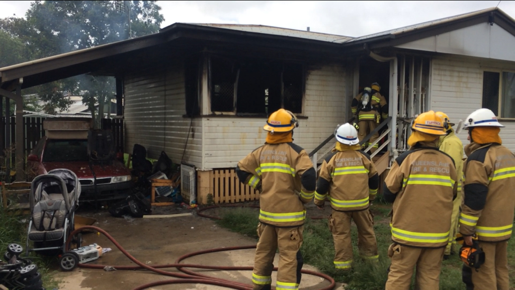 Firefighters battle a house fire in Dalby. Firefighters battle a house fire in Dalby.