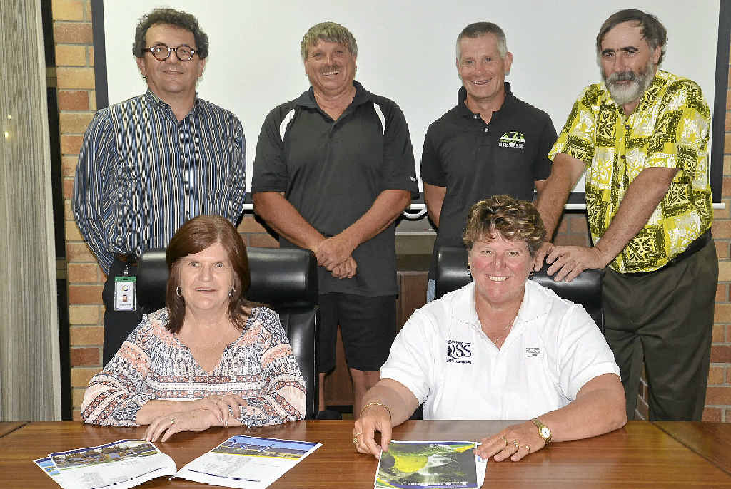 HIGH HOPES: (Back, from left): Cecil Barnard (SDRC), Michael Smail, Jon Hendry, Gerard Walsh, (front) Sheryl Windle and Gail Smail at a meeting to push the Southern Downs case as a 2018 Commonwealth Games training base. HIGH HOPES: (Back, from left): Cecil Barnard (SDRC), Michael Smail, Jon Hendry, Gerard Walsh, (front) Sheryl Windle and Gail Smail at a meeting to push the Southern Downs case as a 2018 Commonwealth Games training base.