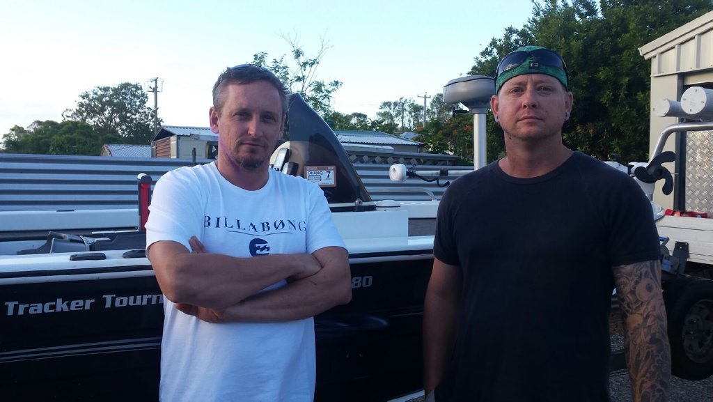 Mates Wayne Greenstreet and Tim O'Dea had their rods and $2500 worth of lures stolen from their boat before the Awoonga Dam barramundi fishing competition at the weekend. Photo Contributed Mates Wayne Greenstreet and Tim O'Dea had their rods and $2500 worth of lures stolen from their boat before the Awoonga Dam barramundi fishing competition at the weekend. Photo Contributed