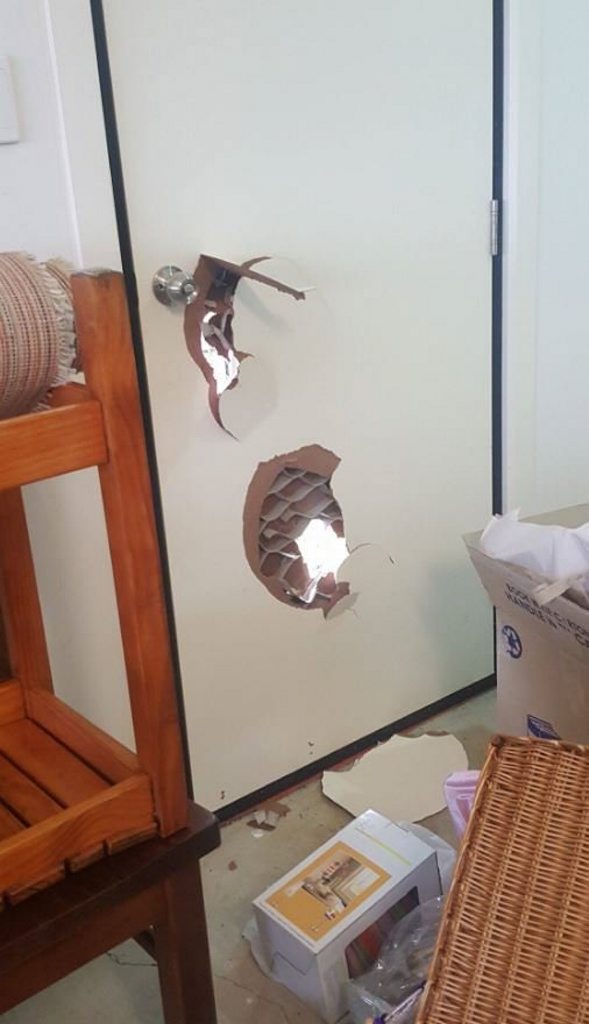 Thieves break in through the back door of a vacant house in Glen Eden. Contributed. Thieves break in through the back door of a vacant house in Glen Eden. Contributed.