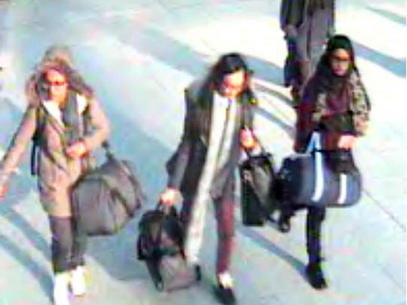 Amira Abase, Kadiza Sultana and Shamima Begum were caught on CCTV at Gatwick airport on their way to Syria via Turkey Amira Abase, Kadiza Sultana and Shamima Begum were caught on CCTV at Gatwick airport on their way to Syria via Turkey