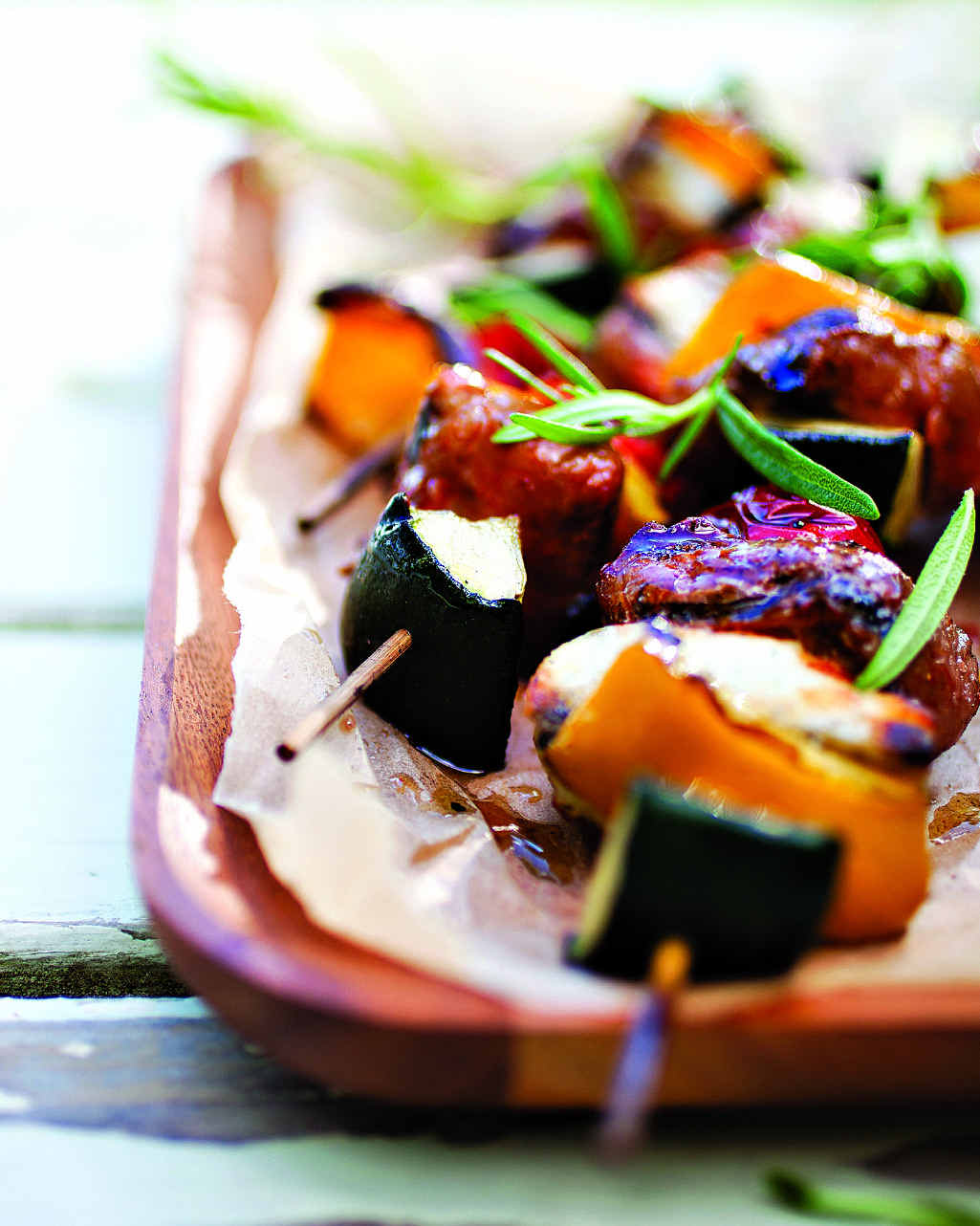 Kangaroo and halloumi skewers. Kangaroo and halloumi skewers.