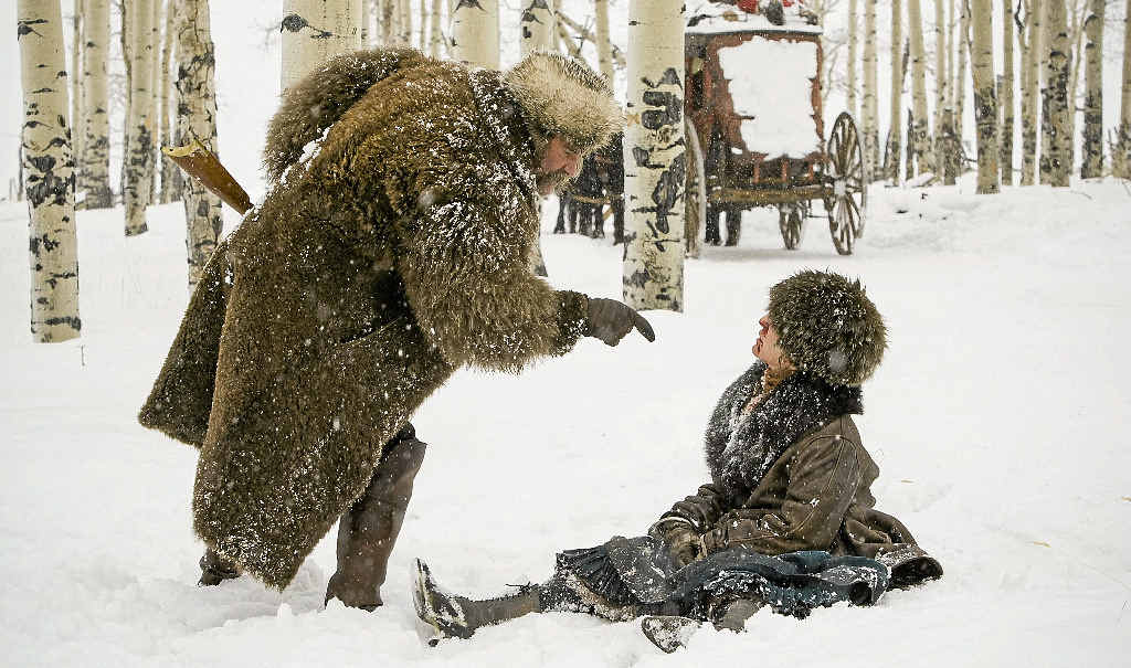 THE HANGMAN: Kurt Russell and Jennifer Jason Leigh in a scene from The Hateful Eight. THE HANGMAN: Kurt Russell and Jennifer Jason Leigh in a scene from The Hateful Eight.