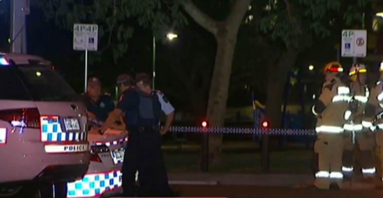 The scene of Thursday night's bomb scare. Photo: Nine News/ Twitter The scene of Thursday night's bomb scare. Photo: Nine News/ Twitter