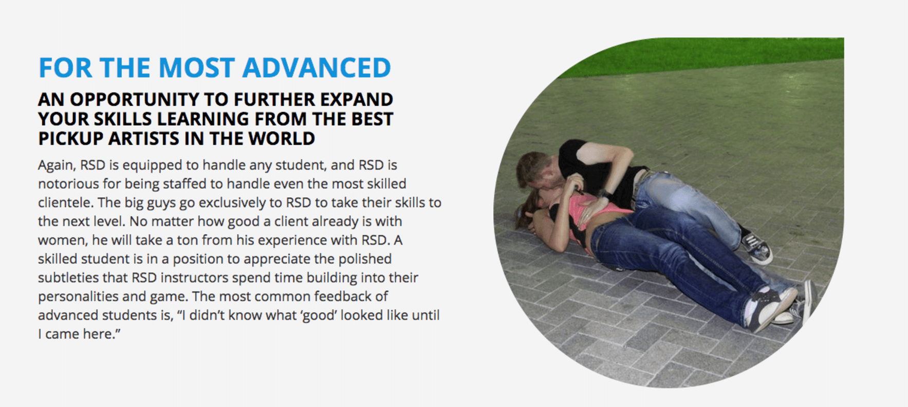Real Social Dynamics says it offers basic and advanced 'pick-up' classes. Real Social Dynamics says it offers basic and advanced 'pick-up' classes.