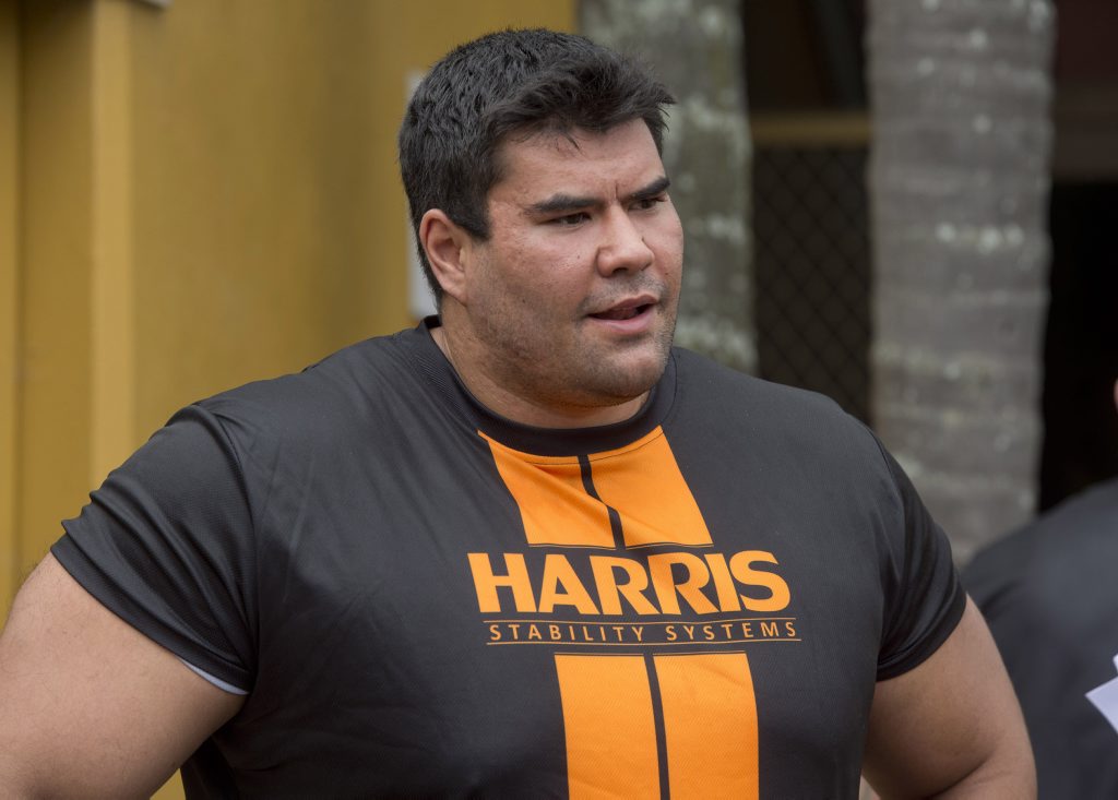 Three time New Zealand Strongest Man Colm Woulfe at the Australia Day Strongman Competition at The Irish Club Hotel.