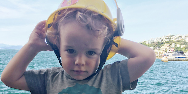 Hirini Whakamoe, 2, of Wellington in his fireman hat. Photo / Solbin Kang Hirini Whakamoe, 2, of Wellington in his fireman hat. Photo / Solbin Kang