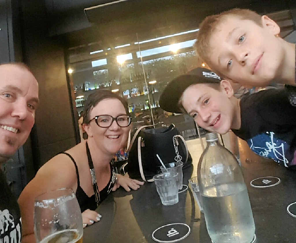 Jason Larner, Chantelle Amos, Jacob Larner, 12 and Cameron Walker, 12, before the Guy Sebastian concert. Photo Contributed