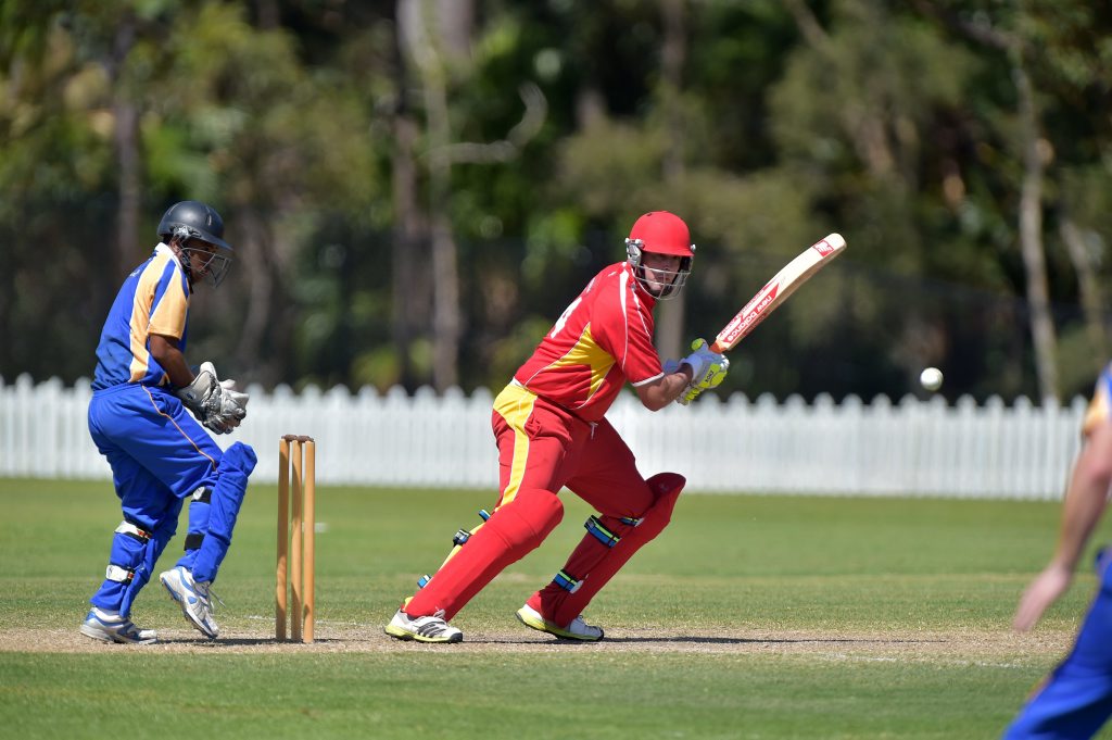 Sunshine Coast Scorchers against Sandgate Redcliffe, one day cricket match. Scorchers Ashley Renouf strides out. Sunshine Coast Scorchers against Sandgate Redcliffe, one day cricket match. Scorchers Ashley Renouf strides out.