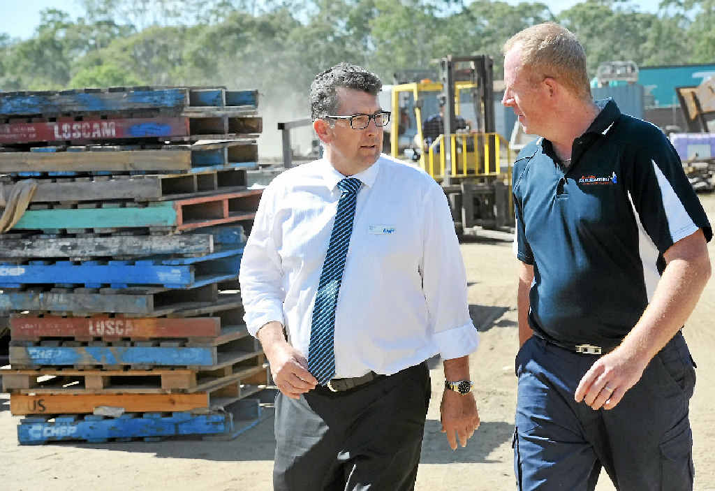 FAIR GO: Member for Hinkler Keith Pitt talks is calling for fair rules for small businesses pictured with Bundaberg Sandblasting owner Wayne Edwards (file photo). FAIR GO: Member for Hinkler Keith Pitt talks is calling for fair rules for small businesses pictured with Bundaberg Sandblasting owner Wayne Edwards (file photo).