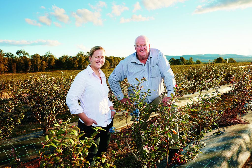 Mountain Blue's Natalie Bell and her father Ridley with Eureka blueberries ready to pick. Photo Contributed Mountain Blue's Natalie Bell and her father Ridley with Eureka blueberries ready to pick. Photo Contributed