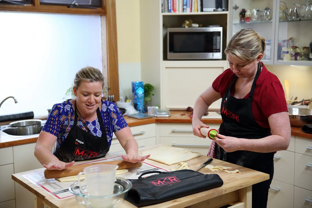 Paige and Rosie pictured during their instant restaurant in Adelaide in a scene from My Kitchen Rules. Paige and Rosie pictured during their instant restaurant in Adelaide in a scene from My Kitchen Rules.