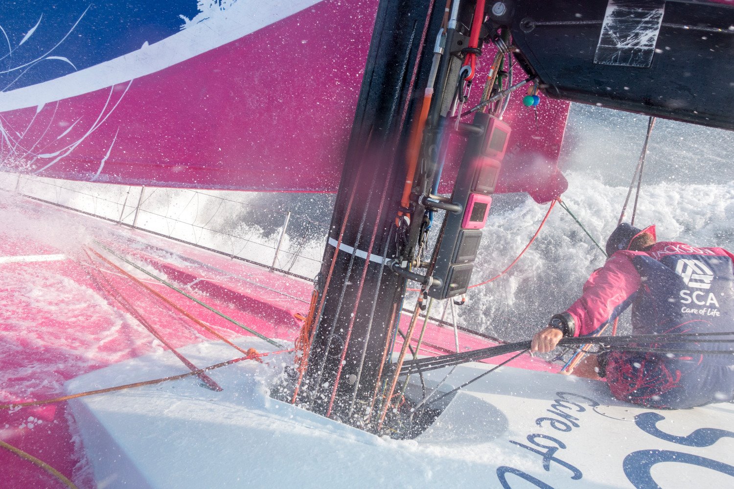 Stacey Jackson on the bow of Team SCA during the last Volvo Ocean Race.
Stacey Jackson on the bow of Team SCA during the last Volvo Ocean Race.