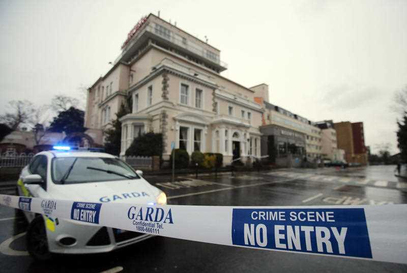 According to witness reports, two gunmen believed to be armed with assault rifles and disguised as police opened fire Friday on boxing fans during a boxing tournament weigh-in at the Dublin hotel, killing one man and wounding two others. According to witness reports, two gunmen believed to be armed with assault rifles and disguised as police opened fire Friday on boxing fans during a boxing tournament weigh-in at the Dublin hotel, killing one man and wounding two others.