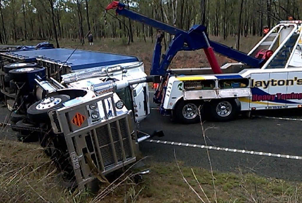 LONG WAIT: A B-double crash near Marlborough had traffic backed up for hours yesterday. LONG WAIT: A B-double crash near Marlborough had traffic backed up for hours yesterday.