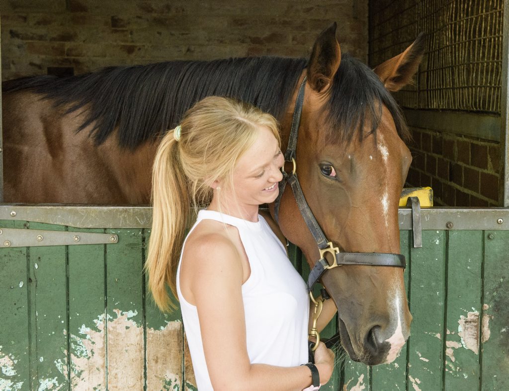 Strapper Leah Kilner with horse Charlee Bear which is racing this weekend.Photo Adam Hourigan / The Daily Examiner Strapper Leah Kilner with horse Charlee Bear which is racing this weekend.Photo Adam Hourigan / The Daily Examiner